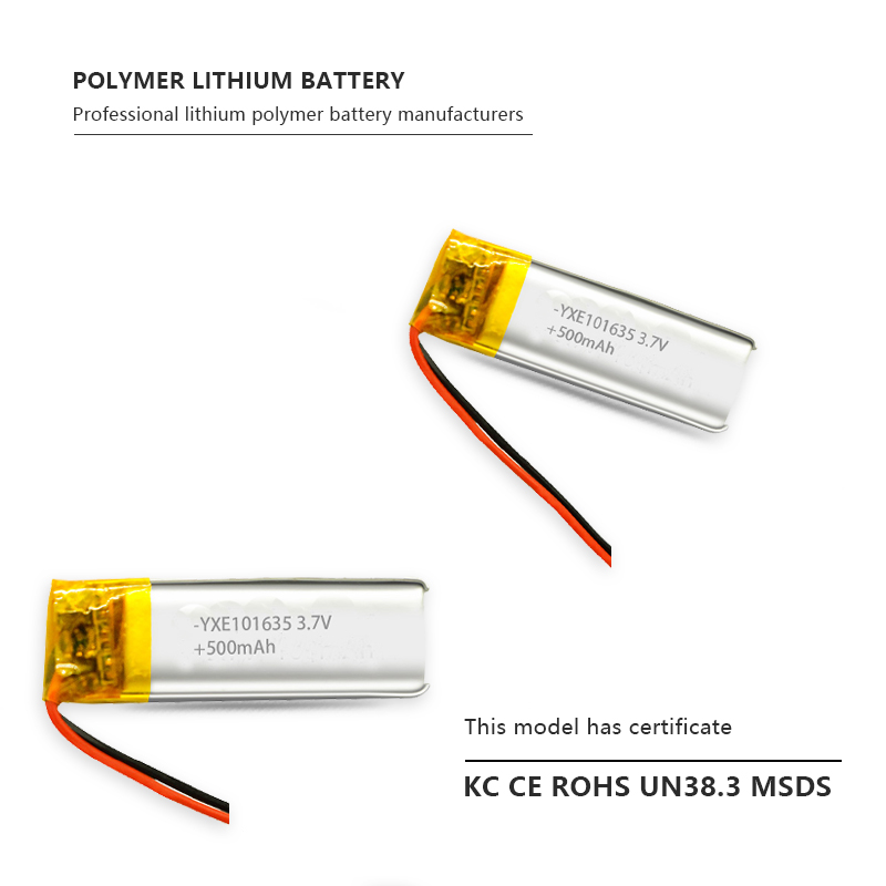 3.7 V Li-ion Battery 101635-500mah