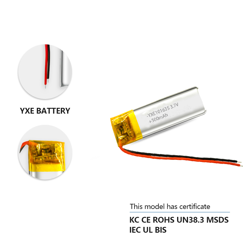 3.7 V Li-ion Battery 101635-500mah