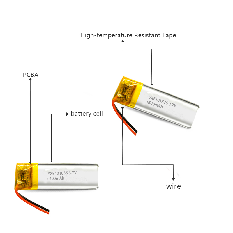 3.7 V Li-ion Battery 101635-500mah
