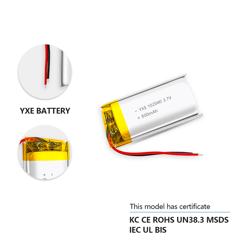 3.7 V Li-ion Battery 102040-800mah