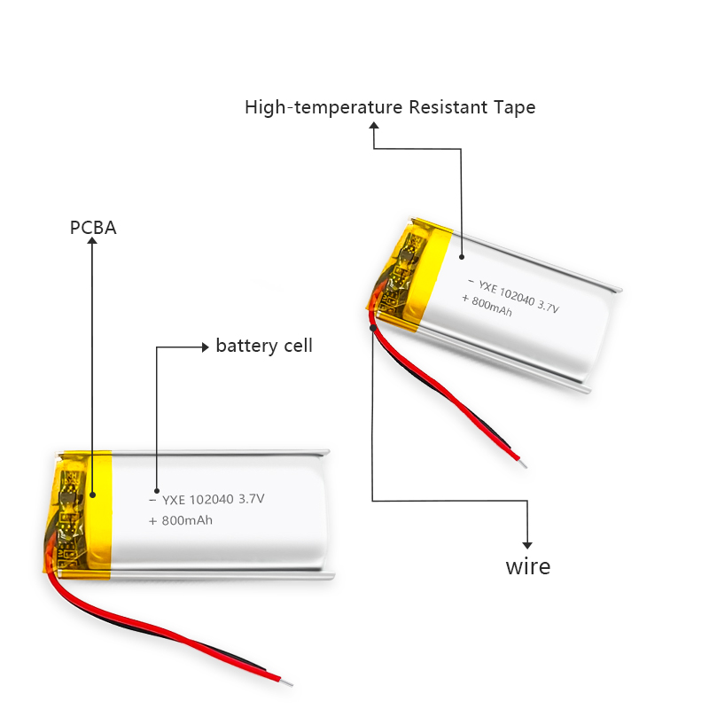 3.7 V Li-ion Battery 102040-800mah