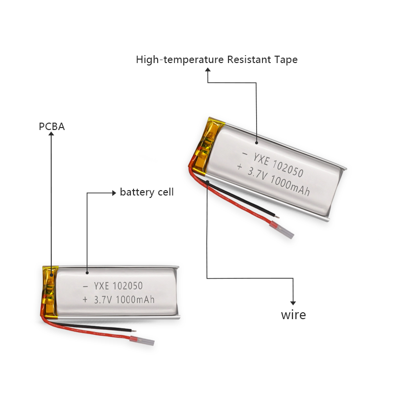 3.7 V Li-ion Battery 102050-1000mah