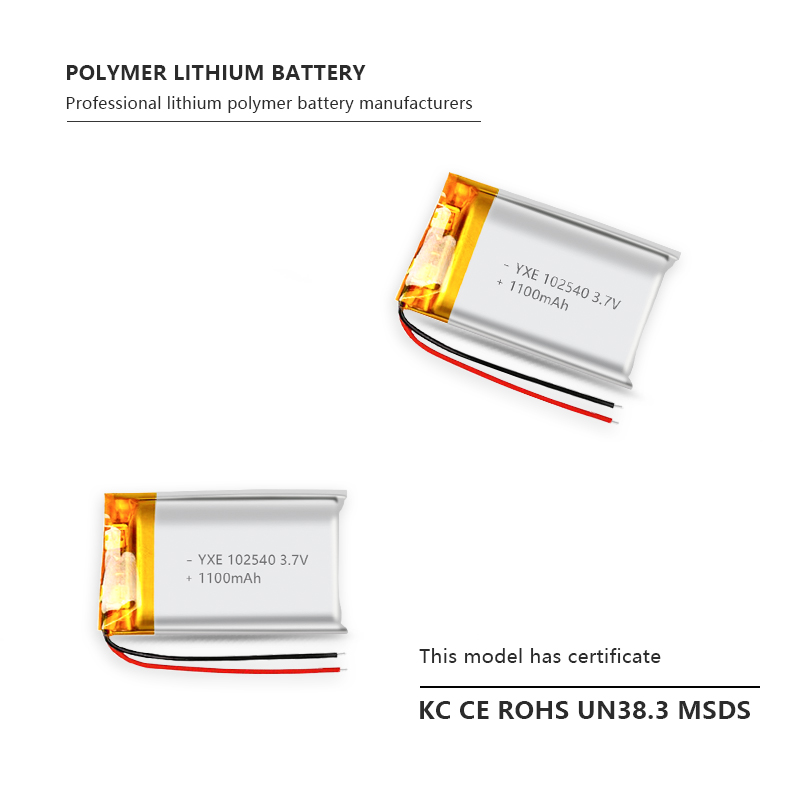 3.7 V Li-ion Battery 102540-1100mah