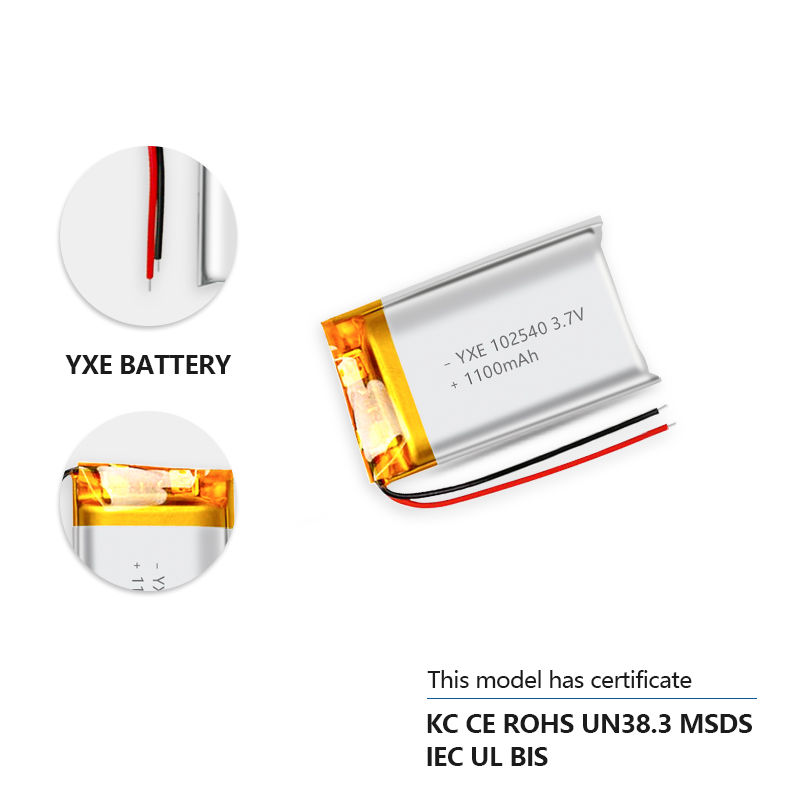 3.7 V Li-ion Battery 102540-1100mah