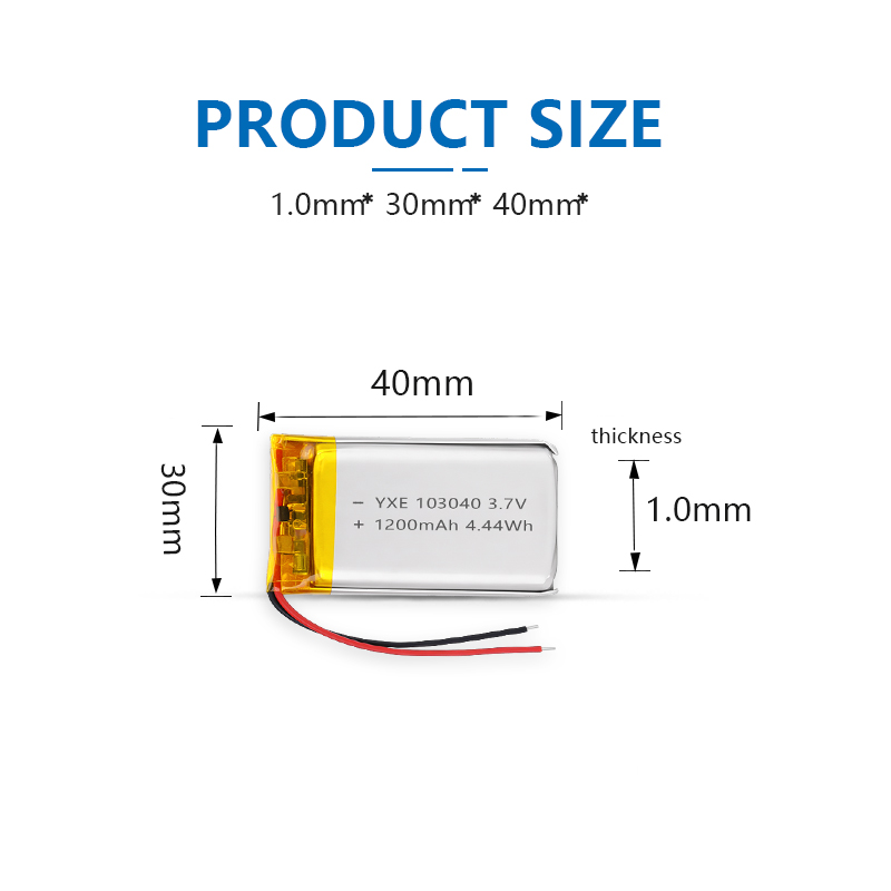 3.7 V Li-ion Battery 103040-1200mah
