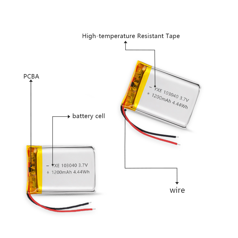 3.7 V Li-ion Battery 103040-1200mah