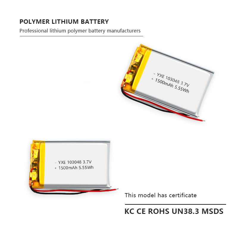 3.7 V Li-ion Battery 103048-1500mah