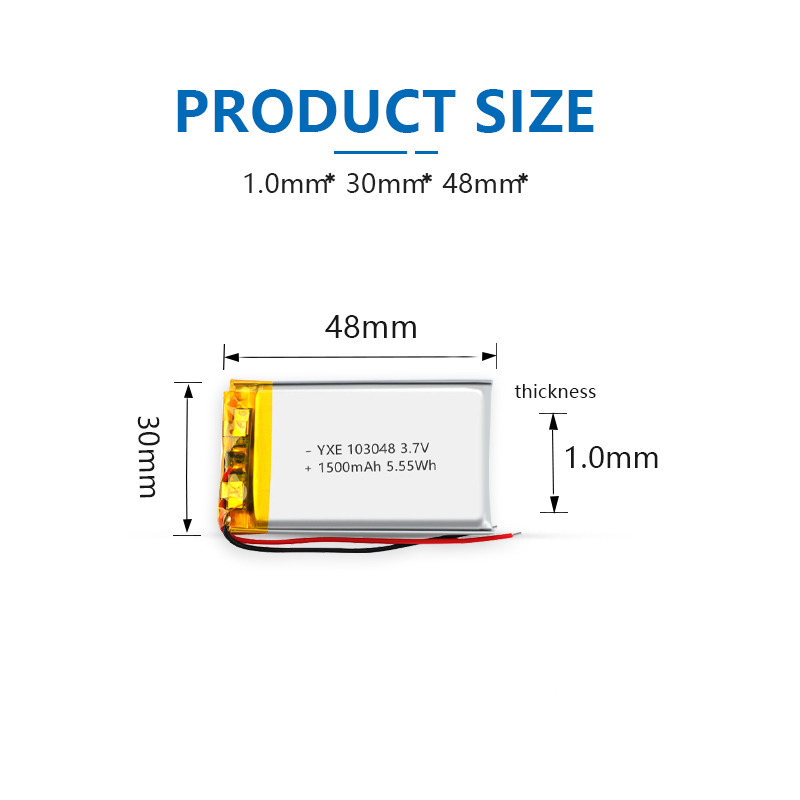 3.7 V Li-ion Battery 103048-1500mah