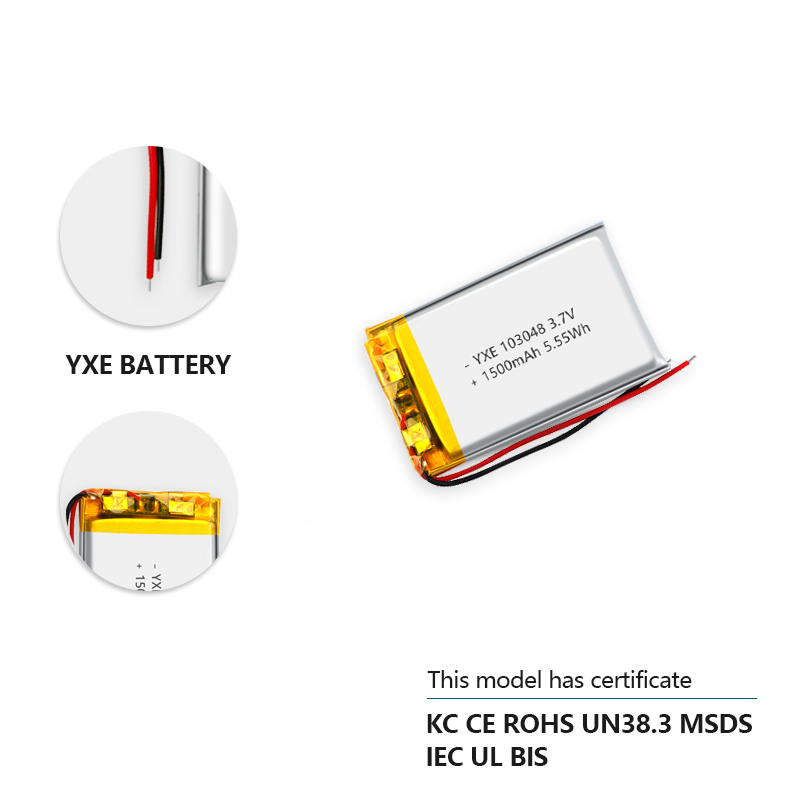 3.7 V Li-ion Battery 103048-1500mah