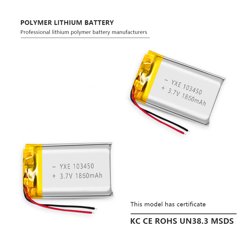 3.7 V Li-ion Battery 103450-1850mah