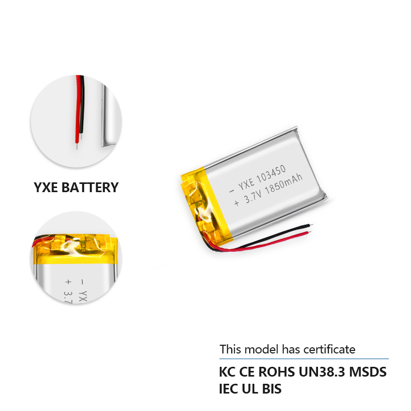 3.7 V Li-ion Battery 103450-1850mah